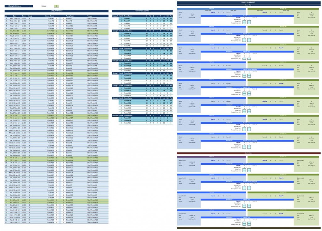 Excel Tournament Fixture Generator