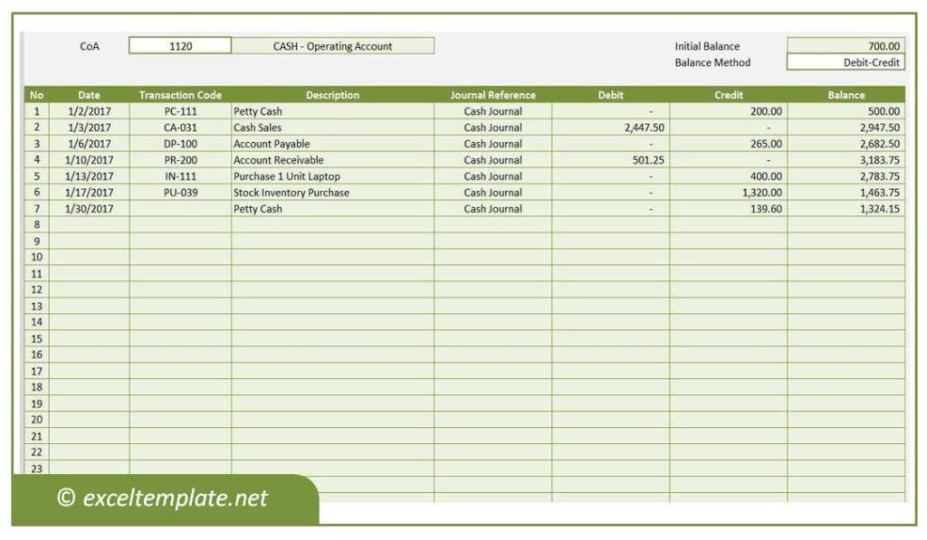 Account Ledger Template Excel Collection