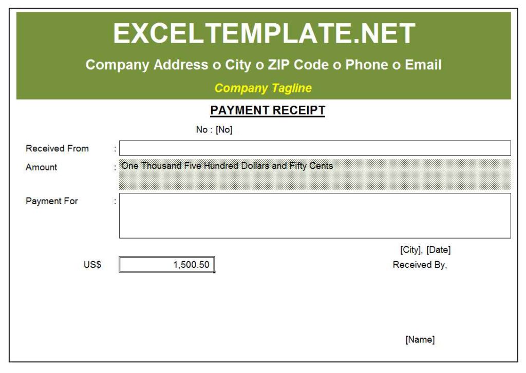 payment receipt excel template the spreadsheet page