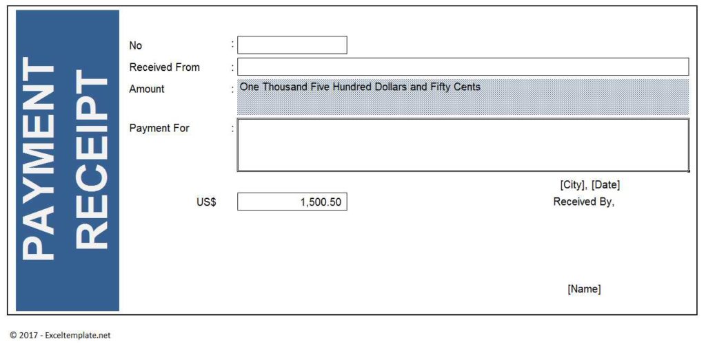 payment receipt excel template the spreadsheet page