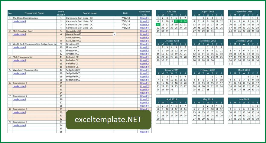 Golf Tournament Manager and Tracker » The Spreadsheet Page