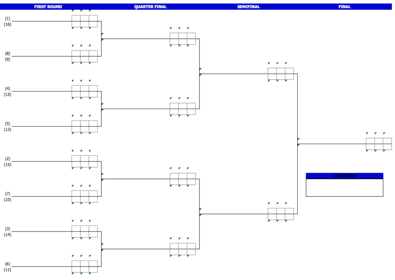 Badminton Tournament Brackets 16players