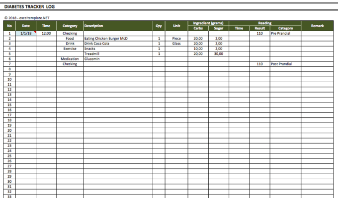 Excel Health Templates » The Spreadsheet Page