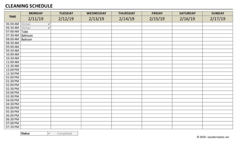Cleaning Schedule Landscape