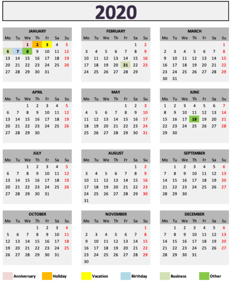 Daily Monthly Yearly Calendar Template Month Overview
