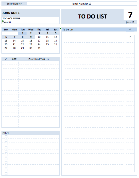Daily To Do List Planner With Holidays