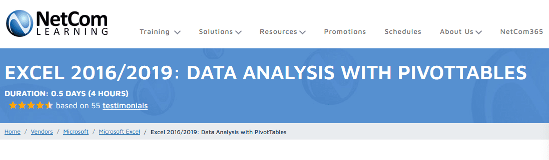 Data Analysis with PivotTables from Netcom Learning