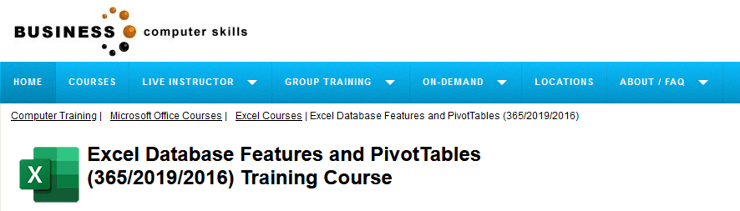Database Features and PivotTables Training Course from Business Computer Skills
