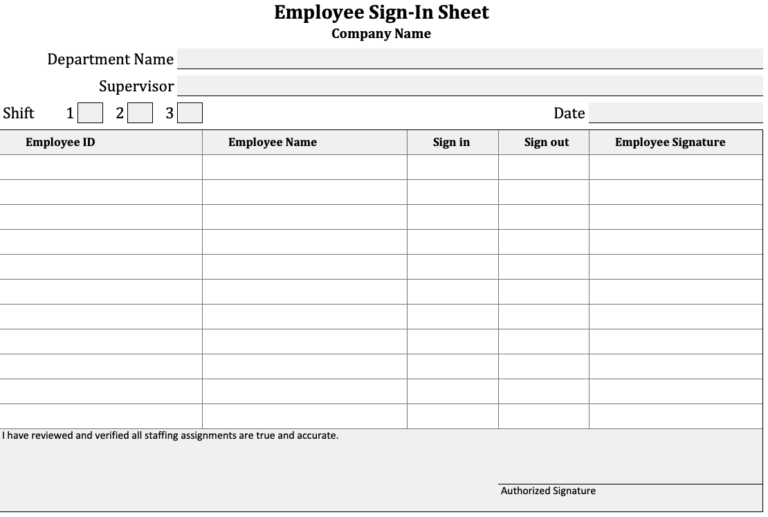 Employee Sign-In Sheet Overview