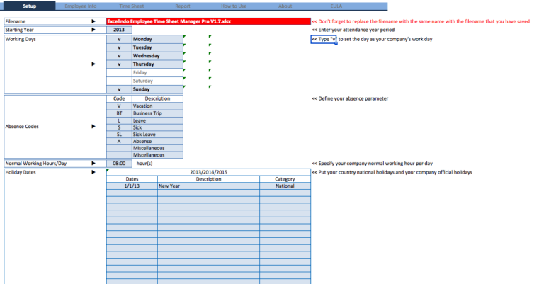 Employee Time Sheet Manager Pro setup