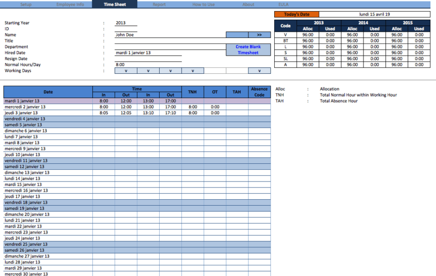 Employee Time Sheet Manager Pro timesheet