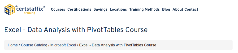 Excel Data Analysis and Pivot Tables from certstaffix