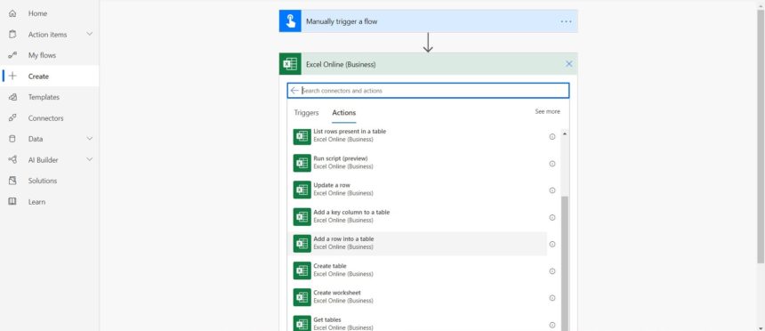 Excel Data Entry Form Power Automate Action Choice