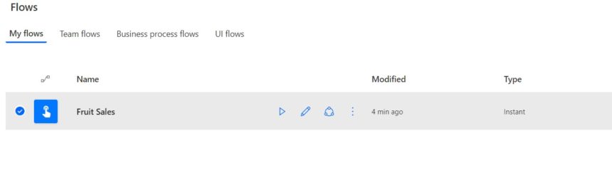 Excel Data Entry Form Power Automate Created Flow