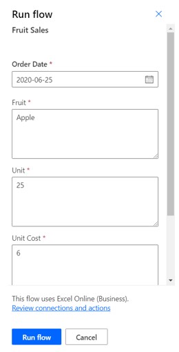 Excel Data Entry Form Power Automate Flow Popup