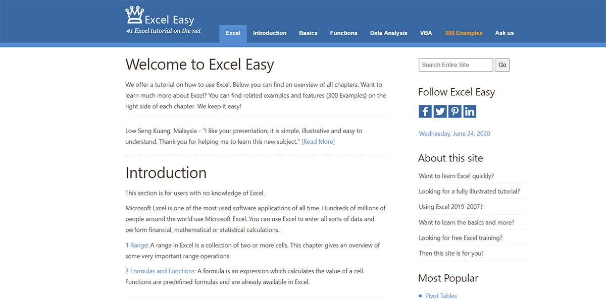 Excel Easy Website