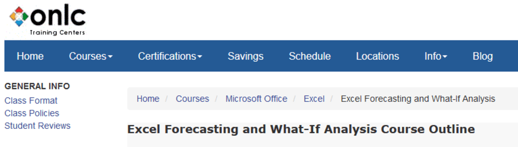 Excel Forecasting and What-If Analysis From ONLC