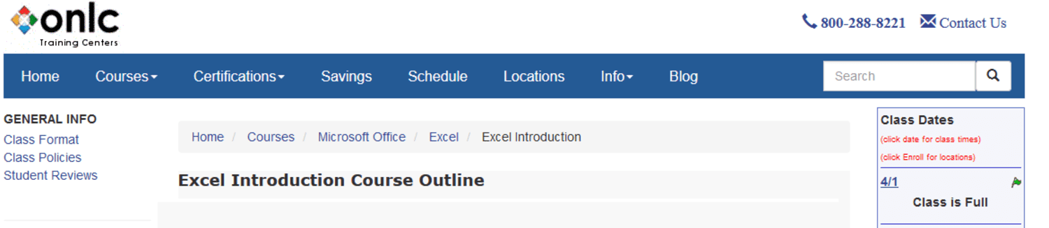 Excel Introduction from ONLC