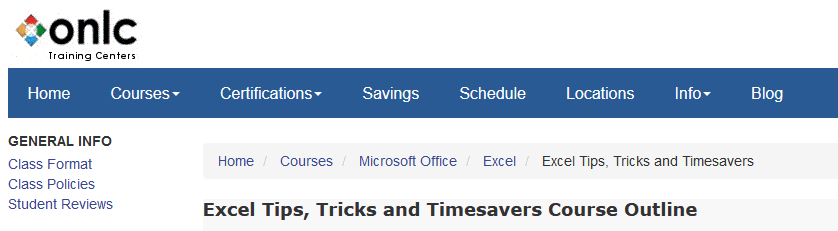 Excel Tips, Tricks, and Timesavers from ONLC
