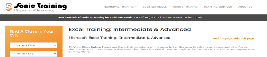 Excel Training Intermediate and Advanced from Sonic Training