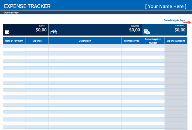 Expense Tracker Main View