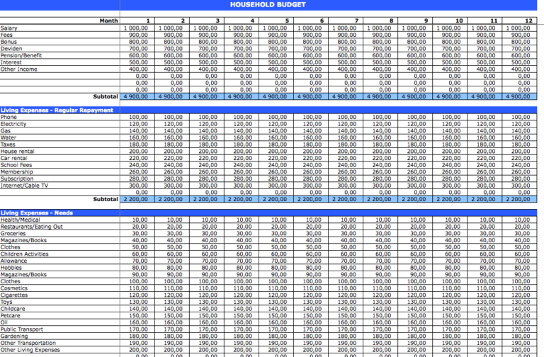 Household Budget dashboard