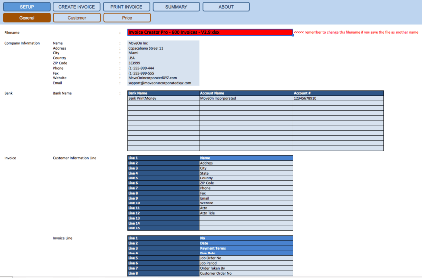 Invoice Creator setup