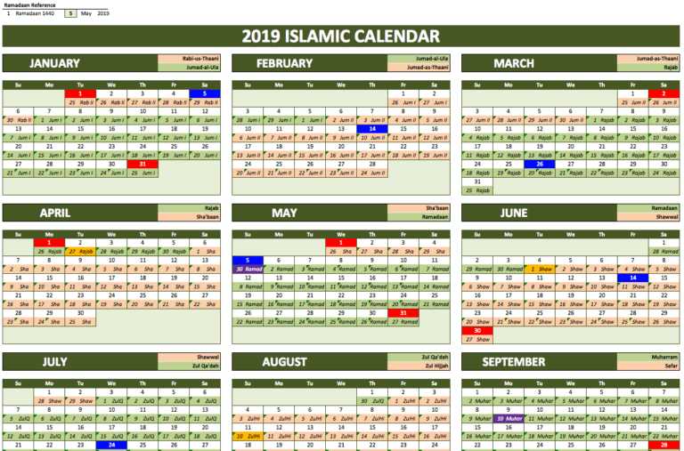Islamic Calendar 2019