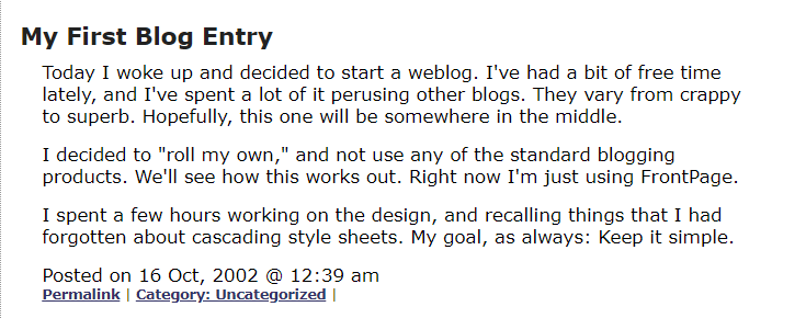 John Walkenbach First Blog Entry
