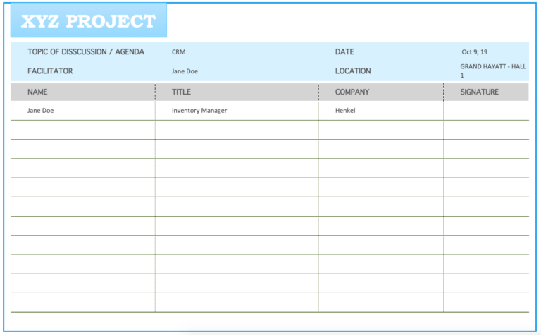 Meeting Sign-In Sheet Overview