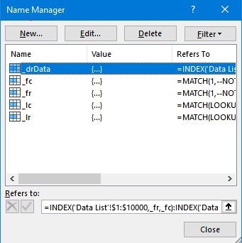 Name manager window example