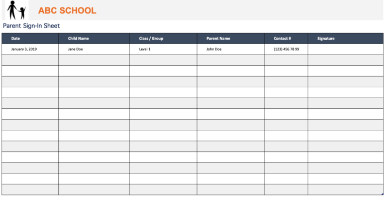 Parent Sign-In Sheet Overview