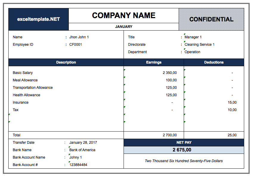Pay Stub Template with Database by Employee Name