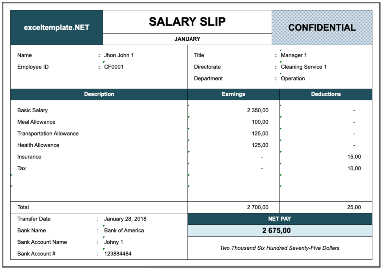 Paystub Excel Template Overview