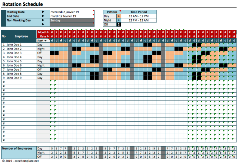 Rotating Schedule model1 calendar