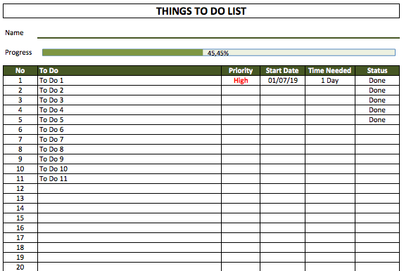 Things To Do List simple