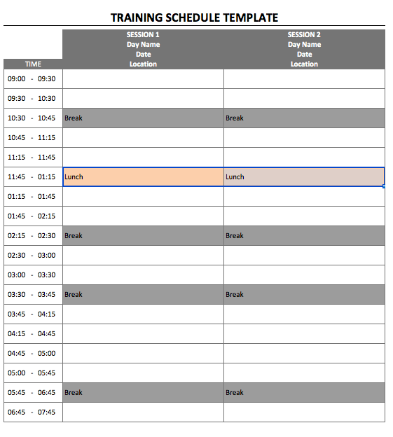 Training Schedule Template 2days portrait