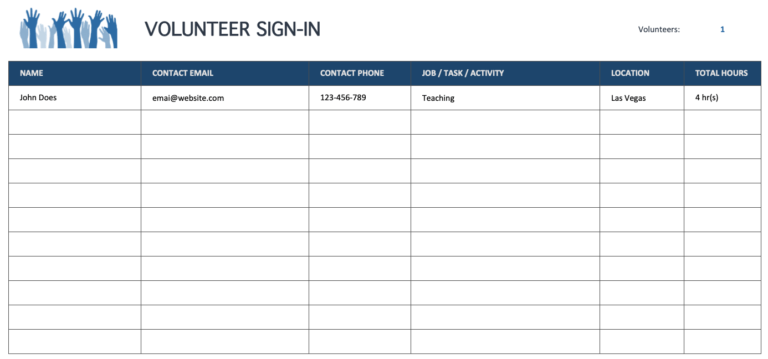 Volunteer Sign-In Sheet Overview